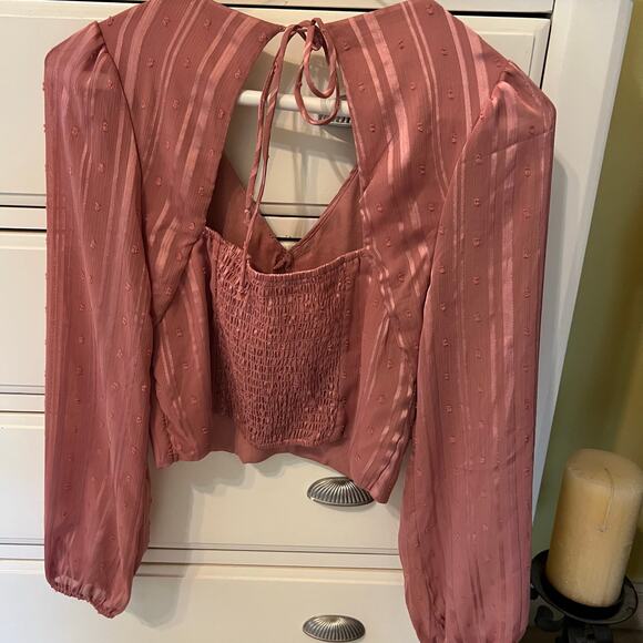 Kirious Los Angeles Cropped Blouse Swiss Dot Pink Mauve Size Small Whimsigoth - Picture 4 of 6